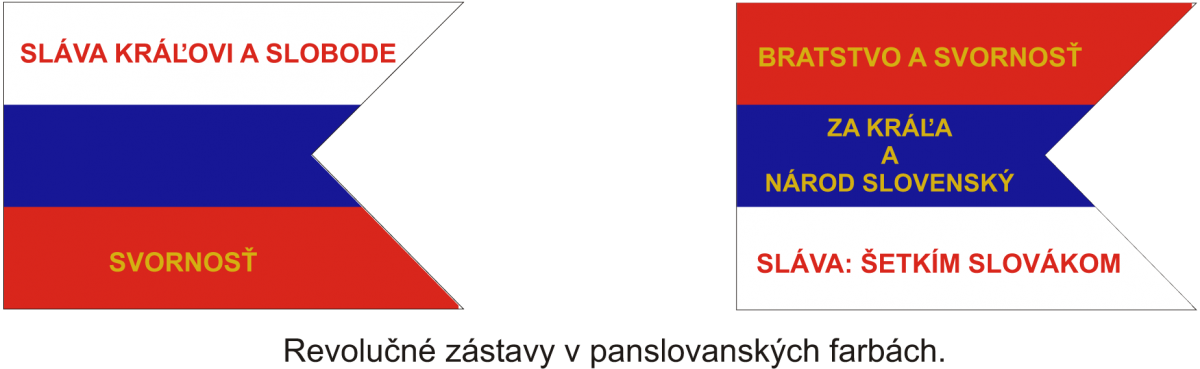 Revolučné zástavy v panslovanských farbách